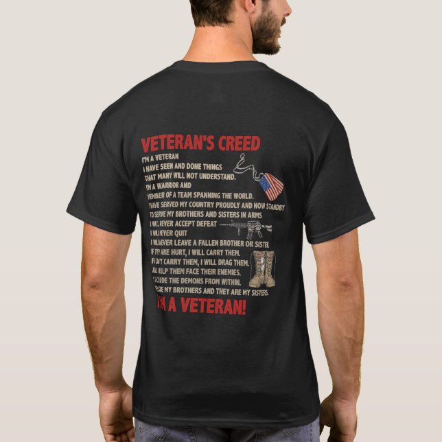 Camiseta El credo de un veterano estoy orgulloso de estar d (Reverso)