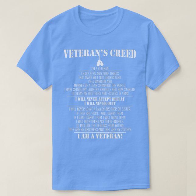 Camiseta El credo de un veterano soy un veterano (Diseño del anverso)