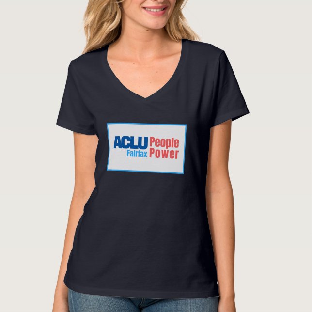 Camiseta El cuello en v de las mujeres - ACLU PeoplePower (Anverso)