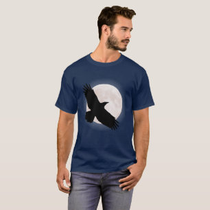 Camiseta El cuervo volador con la luna detrás