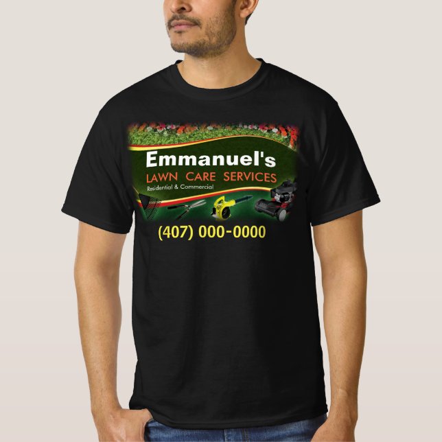 Camiseta El cuidado del césped paisajístico hierba cortando (Anverso)