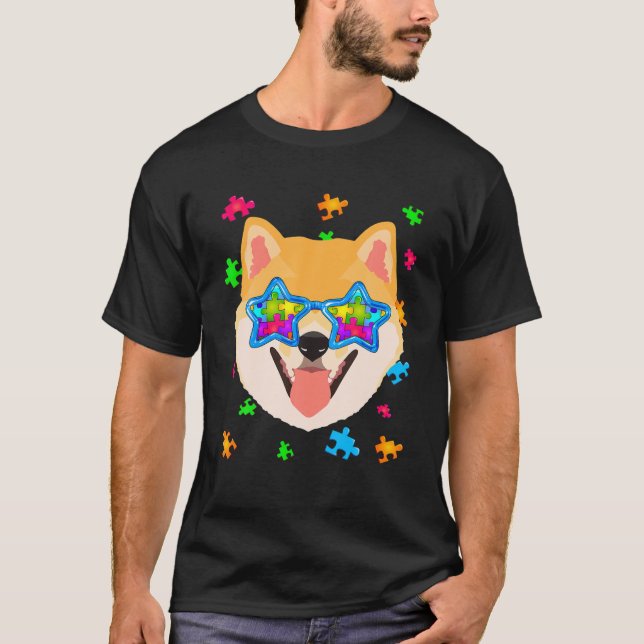 Camiseta El curioso chiba inu rompe con el autismo Concienc (Anverso)