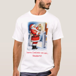 Camiseta El curioso Santa revisando su lista / el travieso 