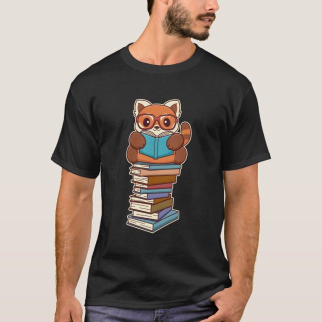 Camiseta El Cute Kawaii Red Panda Leyendo Un Libro (Anverso)