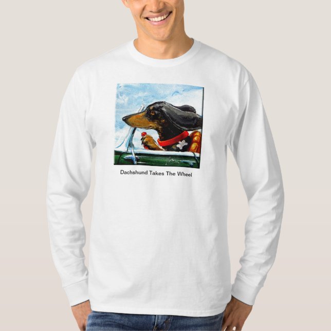 Camiseta El Dachshund toma la rueda (Anverso)
