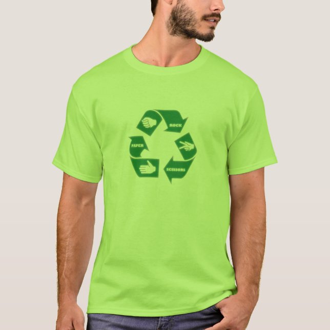 Camiseta El ~ de papel de las tijeras de la roca recicla la (Anverso)