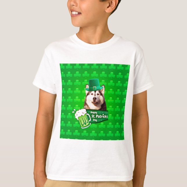Camiseta El delicioso Gorra siberiano Husky Dog St. Patrick (Anverso)