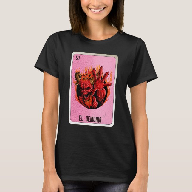 Camiseta El Demonio: Cartas de Bingo de Lottery Mexicano (Anverso)