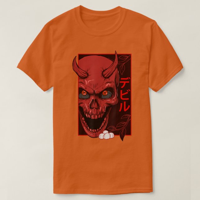 Camiseta El demonio japonés de arte frente al demonio Skull (Diseño del anverso)