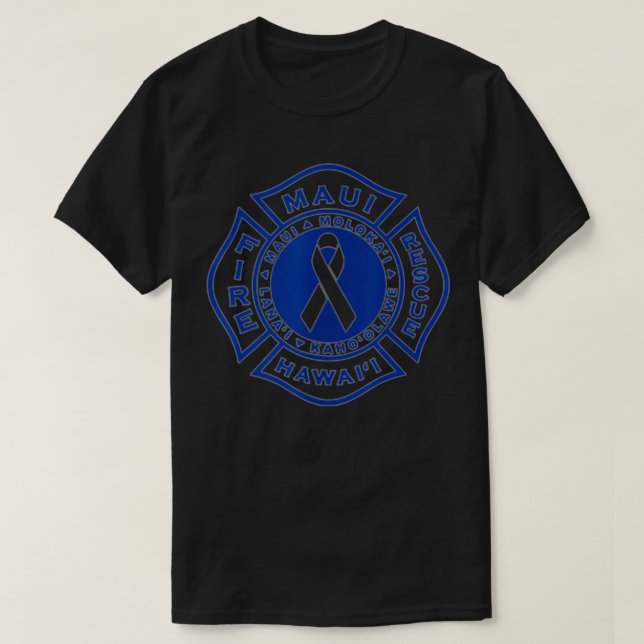 Camiseta El Departamento de Bomberos Maui azul en rosa (Diseño del anverso)