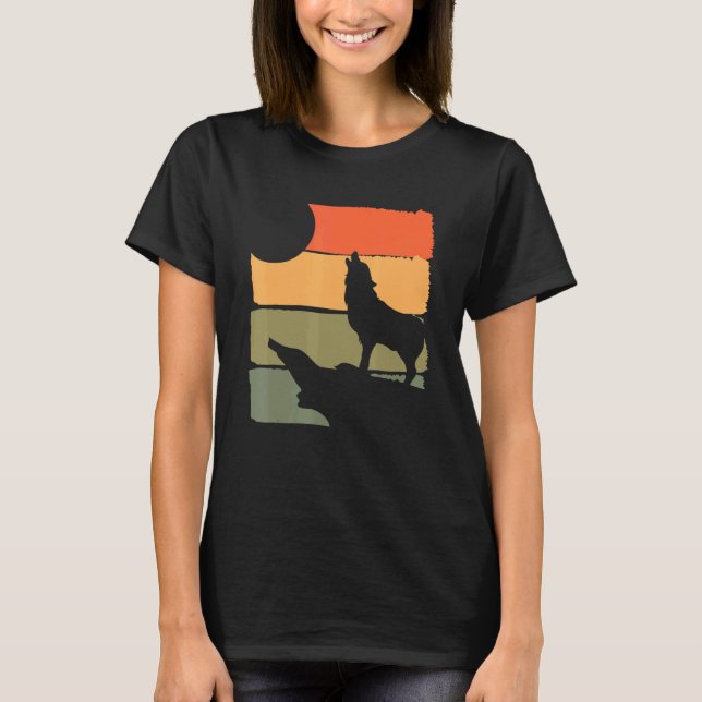 Camiseta El depredador forestal Howling Wolf Animal Retro W (Anverso)