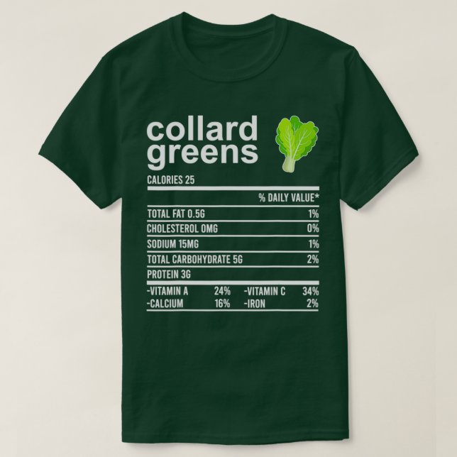Camiseta El Día de Acción de Gracias Collard Greens Nutriti (Diseño del anverso)