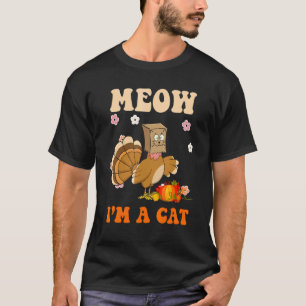 Camiseta El día de Acción de Gracias Turquía Fake Cat Retro