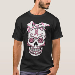 Camiseta El Día De Cinta Rosa De Calavera Del Cáncer De Mam