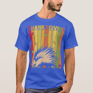 Camiseta El Día De Gracias De Otoño Retro Cute Porcupine Av
