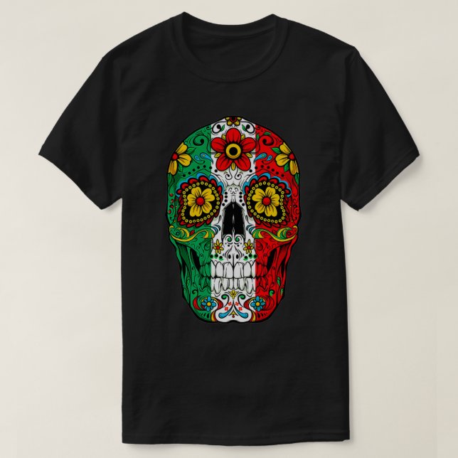 Camiseta El día de la muerte del cráneo de azúcar Cinco de  (Diseño del anverso)