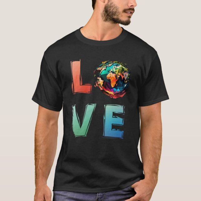 Camiseta El Día de la Tierra AMAR la protección de la Tierr (Anverso)