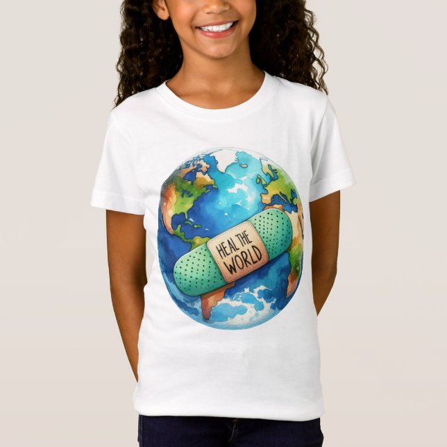 Camiseta El Día de la Tierra sanar el globo mundial azul ve (Anverso)