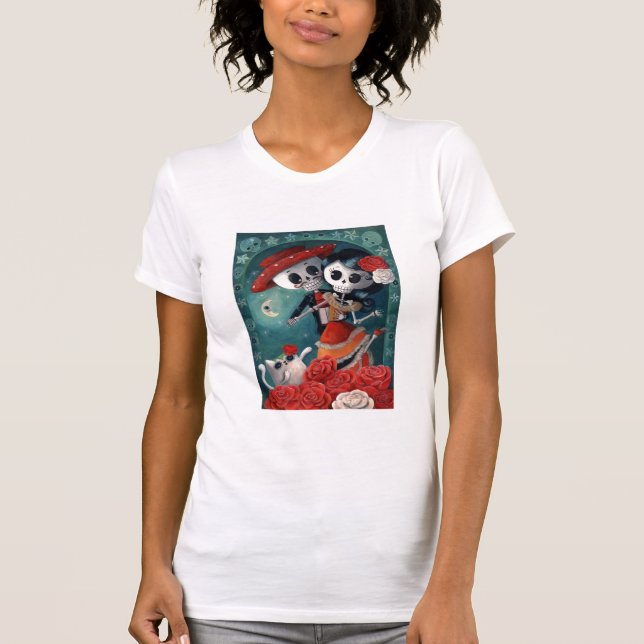 Camiseta El día de los amantes del esqueleto muertos (Anverso)