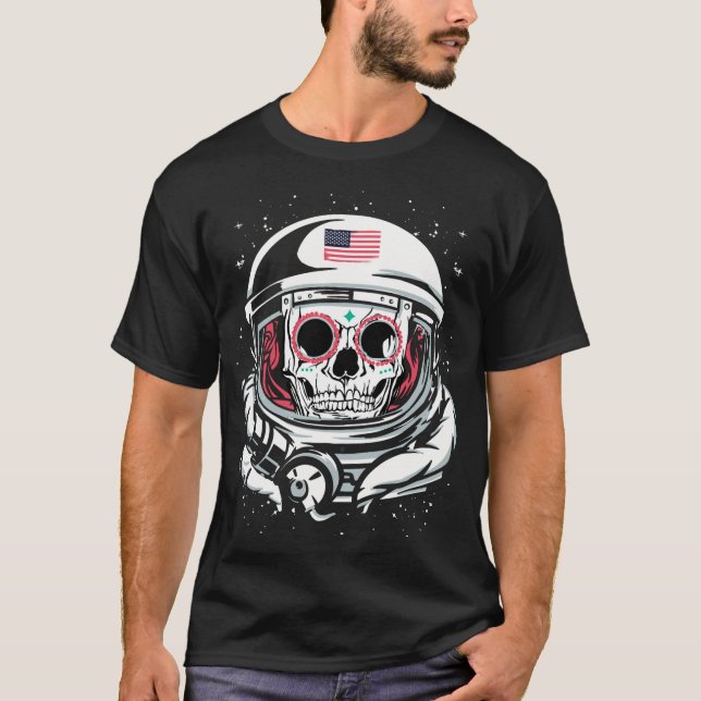 Camiseta El Día De Los Muertos En El Casco Del Astronauta E (Anverso)