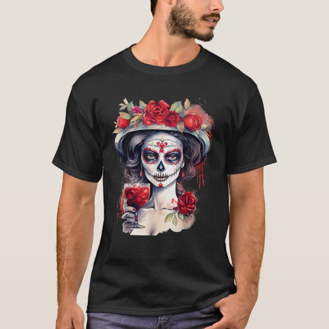 Camiseta El Día de los Muertos La Catrina Sugar Consumo de  (Anverso)