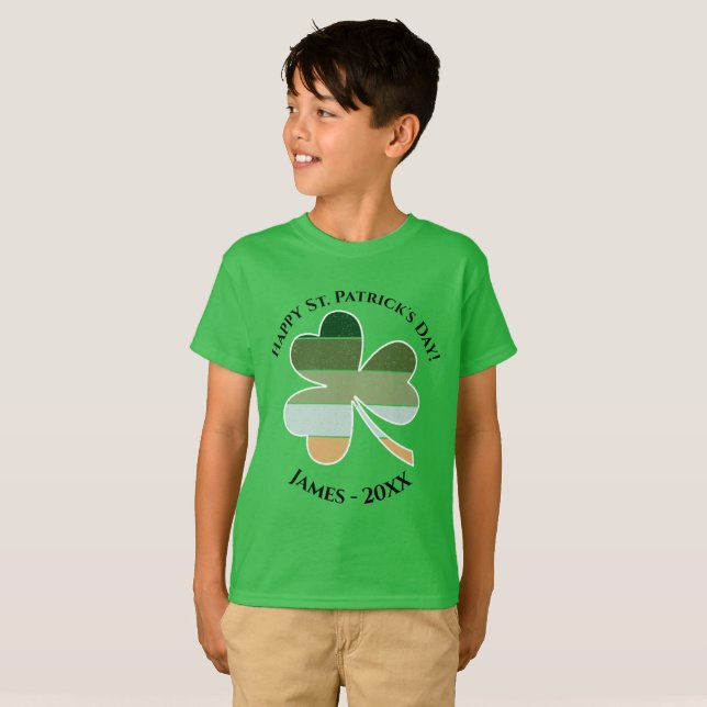 Camiseta El Día de los Niños San Patrick angustiado Shamroc (Anverso completo)
