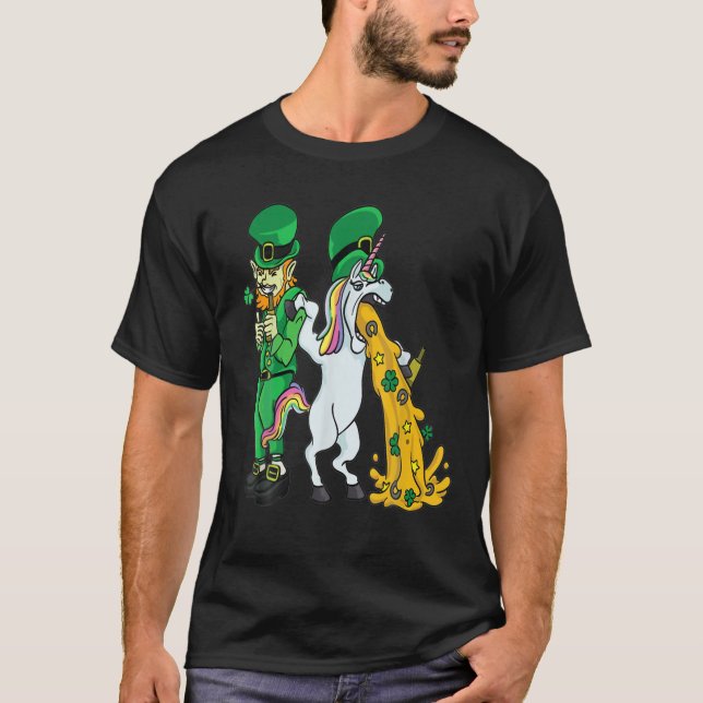 Camiseta El Día de San Patricio Borracho Unicornio Leprecha (Anverso)