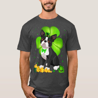 Camiseta El Día de San Patricio, Boston Terrier Shamrock Pe