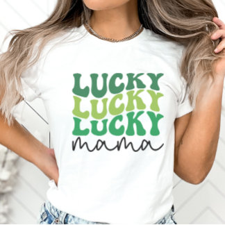 Camiseta El Día de San Patricio, la Suerte Mamá Retro