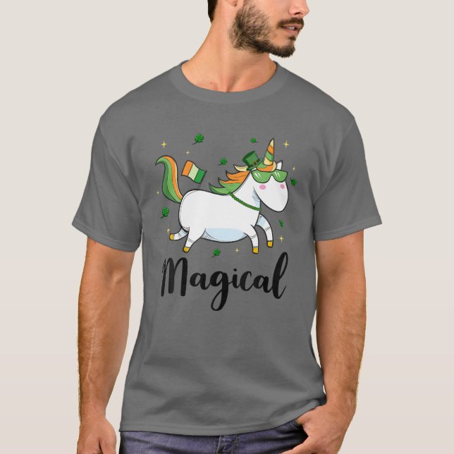 Camiseta El Día de San Patricio Magico Unicornio Leprechaun (Anverso)