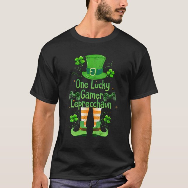 Camiseta El Día De San Patricio Un Afortunado Gamer Leprecc (Anverso)