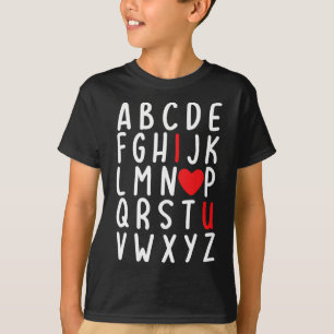 Camiseta El día de San Valentín Abc I Love You Heart Teache