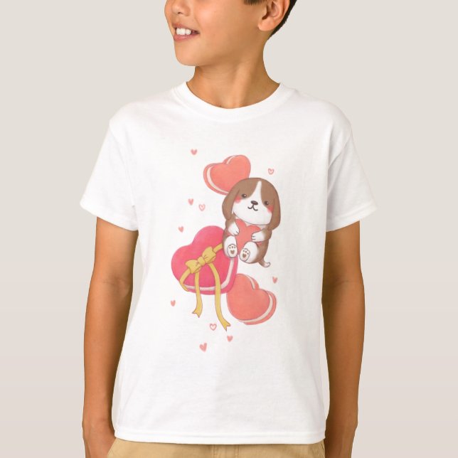 Camiseta El día de San Valentín: Beagle y Macarons (Anverso)
