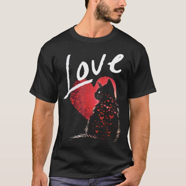 Camiseta El día de San Valentín Black Cat Love Mom (Anverso)
