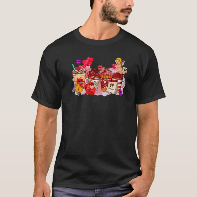 Camiseta El día de San Valentín Café Bebida Pareja Ama El C (Anverso)