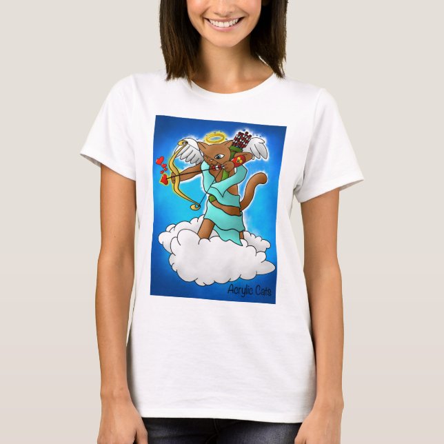 Camiseta El día de San Valentín Chocolate Brown Cupido Cat (Anverso)