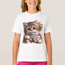 camiseta el día de San Valentín con gato