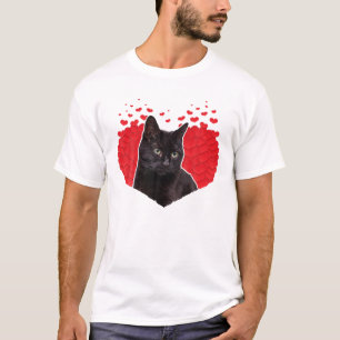Camiseta El día de San Valentín Con Un Gato Negro En El Gat