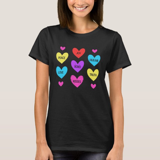 Camiseta El día de San Valentín Corazón Candy Pareja Pareja (Anverso)