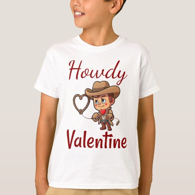 Camiseta El día de San Valentín Cowboy "Howdy Valentine" (Anverso)