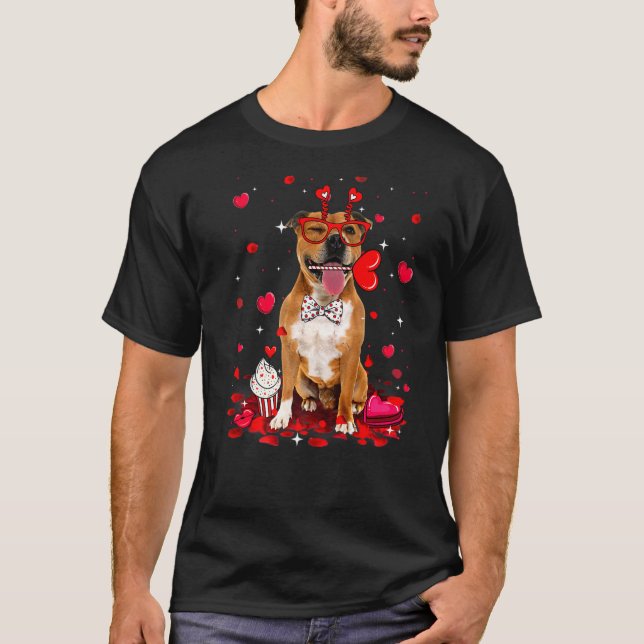 Camiseta El día de San Valentín Cute Pitbull Perro Costume  (Anverso)