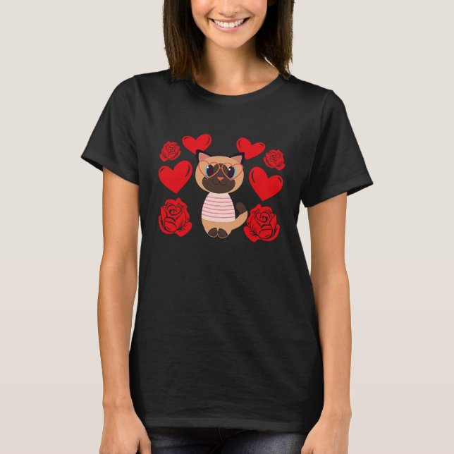 Camiseta El día de San Valentín de amor Rosas gatos niños 1 (Anverso)