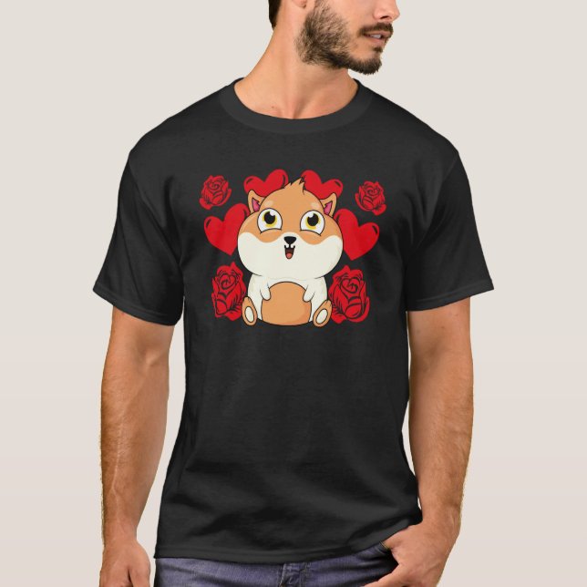 Camiseta El día de San Valentín de amor Rosas Guinea Cerdo  (Anverso)