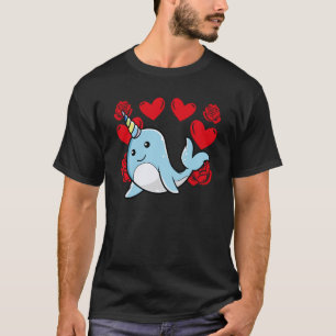 Camiseta El día de San Valentín de amor Rosas Narwhal Niños