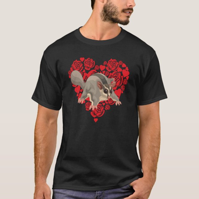 Camiseta El día de San Valentín de amor Rosas Sugar Glider  (Anverso)