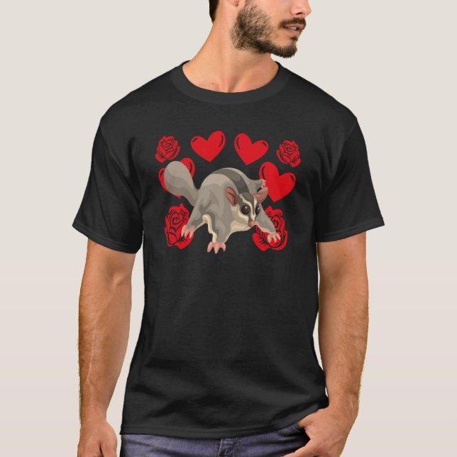 Camiseta El día de San Valentín de amor Rosas Sugar Glider  (Anverso)