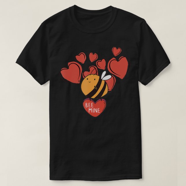 Camiseta El día de San Valentín de Bee Mine Cute Honeybee (Diseño del anverso)