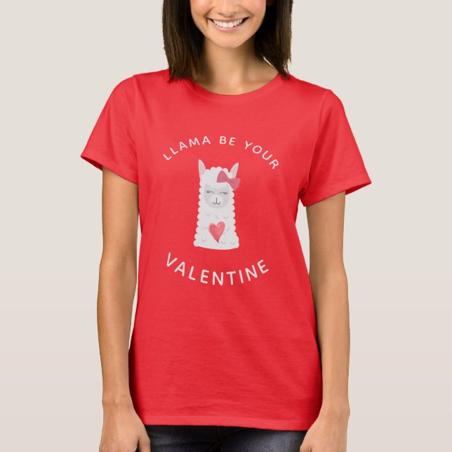Camiseta El día de San Valentín de Cute y Graciosa Lama (Anverso)