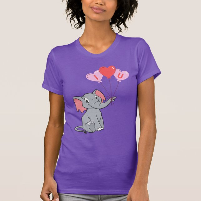 Camiseta El día de San Valentín de elefante lindo (Anverso)