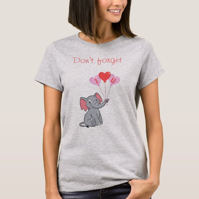 Camiseta El día de San Valentín de elefante lindo (Anverso)